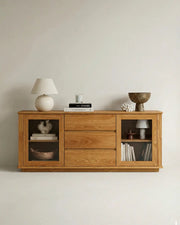 Veneto Italia Sideboards Cwellyn Oak Glass Sideboard